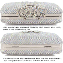 Load image into Gallery viewer, Dexmay Rhinestone Clutch Bag with Crystal Butterfly Clasp Women Evening Handbag Formal Party Purse