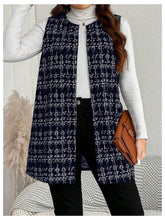 Load image into Gallery viewer, Women&#39;s Plus Size Tweed Blazer Vest Plaid Open Front Sleeveless Work Outerwear Jacket