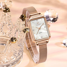 Load image into Gallery viewer, Women&#39;s Casual Watch, Rose Gold Tone Mesh Bracelet Stainless Steel Square Dress Watches for Women, Fashion Business Analog Quartz Ladies Small Wrist Watch