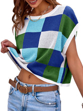 Load image into Gallery viewer, Womens Cap Sleeve Crop Tops Crew Neck Knit Trendy Casual Sweater