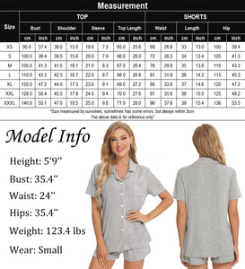 SWOMOG Womens Button Down Pajamas Set Short Sleeve Sleepwear Bride Soft Pj Lounge Sets XS-3XL