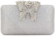 Load image into Gallery viewer, Dexmay Rhinestone Clutch Bag with Crystal Butterfly Clasp Women Evening Handbag Formal Party Purse