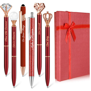 6 Pcs Fancy Pens for Women, Crystal Diamond Pen for Journaling Pretty Glitter Ballpoint with Box Inspirational Gifts for Women