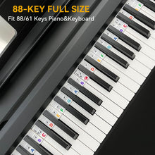 Load image into Gallery viewer, Piano Notes Guide for Beginner, Removable Piano Keyboard Note Labels for Learning, 88-Key Full Size, Made of Silicone, No Need Stickers, Reusable