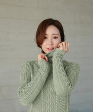 Load image into Gallery viewer, Women Polo Neck Long Slim Fitted Dress Bodycon Turtleneck Cable Knit Sweater