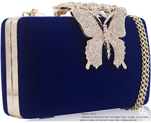 Load image into Gallery viewer, Dexmay Rhinestone Clutch Bag with Crystal Butterfly Clasp Women Evening Handbag Formal Party Purse