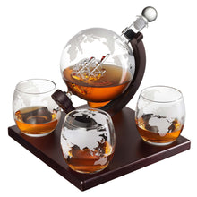 Load image into Gallery viewer, Elegant Design Whiskey Decanter Globe Set for Men with 4 Glasses, The Best Gift For Him, Valentine&#39;s Day Gift