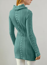 Load image into Gallery viewer, Women Polo Neck Long Slim Fitted Dress Bodycon Turtleneck Cable Knit Sweater