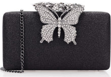 Load image into Gallery viewer, Dexmay Rhinestone Clutch Bag with Crystal Butterfly Clasp Women Evening Handbag Formal Party Purse