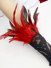 Load image into Gallery viewer, HOMELEX Women Black Lace Feather Gloves Witch Angel Costume Accessories Swan Wings Wrist Bands