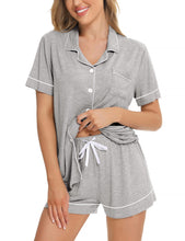 Load image into Gallery viewer, SWOMOG Womens Button Down Pajamas Set Short Sleeve Sleepwear Bride Soft Pj Lounge Sets XS-3XL