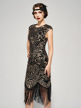 Load image into Gallery viewer, SWEETV Women&#39;s Flapper Dresses 1920s Great Gatsby Dresses Sequin Fringed Roaring 20s Cocktail Dress