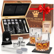 Load image into Gallery viewer, Whiskey Set, Whiskey Glasses, Stainless Chilling Stones, Coasters, Tongs - Whiskey Stones Gift Set for Men