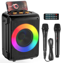 Load image into Gallery viewer, Karaoke Machine for Adults and Kids, Bluetooth Speaker with 2 Microphones, Portable Party Karaoke Speaker with DJ Lights Support REC, PA System Best Gift for Brithday etc