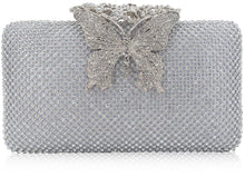 Load image into Gallery viewer, Dexmay Rhinestone Clutch Bag with Crystal Butterfly Clasp Women Evening Handbag Formal Party Purse