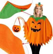 Load image into Gallery viewer, 3 PCS Pumpkin Costume for Women,Halloween Pumpkin Poncho for Adults,Halloween Costume for Women with Accessories