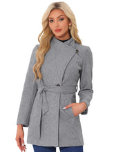 Load image into Gallery viewer, Women&#39;s Classic Stand Collar Long Sleeve Winter Belted Long Coat