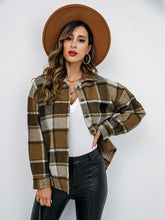 Load image into Gallery viewer, Shiny Plaid Button Up Collared Neck Jacket in 4 Colors