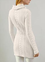 Load image into Gallery viewer, Women Polo Neck Long Slim Fitted Dress Bodycon Turtleneck Cable Knit Sweater