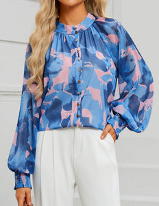 ZESICA Women's Floral Print Blouse 2024 Long Sleeve Button Down Casual Fall Boho Oversized Tops Shirts