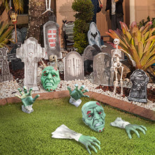 Load image into Gallery viewer, Heyzeibo Halloween Decorations - Halloween Realistic Zombie Face and Arms Lawn Stakes - Green Skeleton Bone Head and Hands Garden Yard Stakes for Haunted House Graveyard, Cemetery, Coffin Party