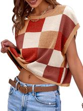 Load image into Gallery viewer, Womens Cap Sleeve Crop Tops Crew Neck Knit Trendy Casual Sweater