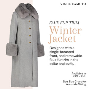 Vince Camuto Winter Coats, Women Single-Breasted Fur Collar Cuffed Womens Jacket