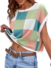 Load image into Gallery viewer, Womens Cap Sleeve Crop Tops Crew Neck Knit Trendy Casual Sweater