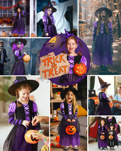 Narecte Halloween Costumes for Girls Halloween Costumes,Witch Costume for Girls Witch Costume,Kids Witch Costume