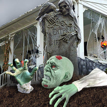 Load image into Gallery viewer, Heyzeibo Halloween Decorations - Halloween Realistic Zombie Face and Arms Lawn Stakes - Green Skeleton Bone Head and Hands Garden Yard Stakes for Haunted House Graveyard, Cemetery, Coffin Party