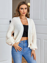 Load image into Gallery viewer, Women&#39;s Color Block Open Front Long Sleeve Ribbed Knit Cropped Cardigan Sweaters