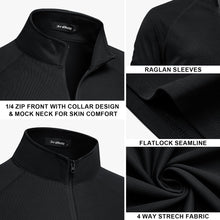 Load image into Gallery viewer, Mens Quarter Zip Pullover Shirt Long Sleeve Golf Sweatshirt Mock Neck 1/4 Zipper Athletic Workout Running Polo Tops