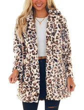 Load image into Gallery viewer, Women&#39;s Faux Fur Jackets Autumn Winter Leopard Coats Loose Fur Coat with Pockets