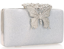 Load image into Gallery viewer, Dexmay Rhinestone Clutch Bag with Crystal Butterfly Clasp Women Evening Handbag Formal Party Purse