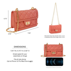 SG SUGU Small Quilted Crossbody Bag, Trendy Designer Mini Shoulder Bag, Phone Wallet Purse for Women