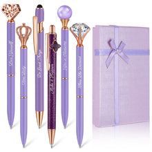 Load image into Gallery viewer, 6 Pcs Fancy Pens for Women, Crystal Diamond Pen for Journaling Pretty Glitter Ballpoint with Box Inspirational Gifts for Women