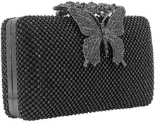 Load image into Gallery viewer, Dexmay Rhinestone Clutch Bag with Crystal Butterfly Clasp Women Evening Handbag Formal Party Purse