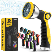 Load image into Gallery viewer, Hose Nozzle Heavy Duty Hose Sprayer With 10 Adjustable Watering Patterns. Thumb Control Design, Comfortable Ergonomic Grip, Garden Hose Nozzle for Watering Plants &amp; Lawns/Fun showers/Cleaning