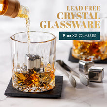 Load image into Gallery viewer, Whiskey Set, Whiskey Glasses, Stainless Chilling Stones, Coasters, Tongs - Whiskey Stones Gift Set for Men