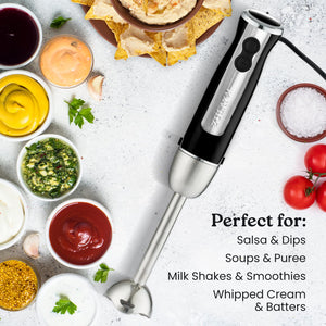 Zulay Kitchen Milk Frother Wand Drink Mixer - Durable Handheld Milk Frother Electric Whisk - Easy-Clean Milk Frother Wand & Mini Blender - Electric Coffee Frother for Frappe, Matcha - Jet Black