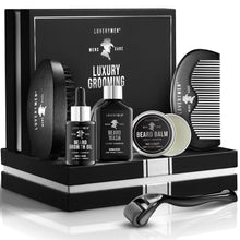 Load image into Gallery viewer, Valentine&#39;s Day Gifts for Him - Beard Grooming Kit - Includes Beard Oil, Beard Balm, Beard Wash, Comb, Brush &amp; more–Sandalwood Beard Kit