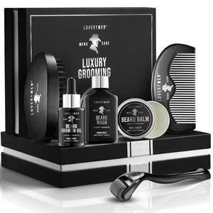 Valentine's Day Gifts for Him - Beard Grooming Kit - Includes Beard Oil, Beard Balm, Beard Wash, Comb, Brush & more–Sandalwood Beard Kit