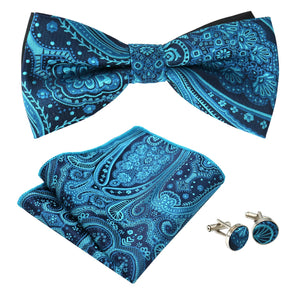 Men's Bow Tie Sets, Mens Ties Set/Bowties Set with Pocket Square and Cufflinks for Wedding Party Business