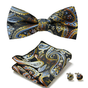 Men's Bow Tie Sets, Mens Ties Set/Bowties Set with Pocket Square and Cufflinks for Wedding Party Business