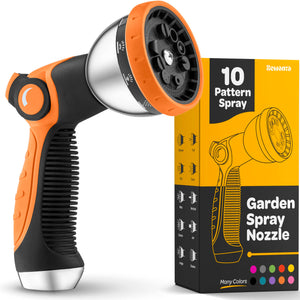 Hose Nozzle Heavy Duty Hose Sprayer With 10 Adjustable Watering Patterns. Thumb Control Design, Comfortable Ergonomic Grip, Garden Hose Nozzle for Watering Plants & Lawns/Fun showers/Cleaning