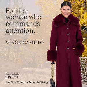 Vince Camuto Winter Coats, Women Single-Breasted Fur Collar Cuffed Womens Jacket