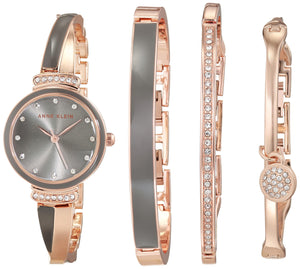 Anne Klein Women's Premium Crystal Accented Bangle Watch Set