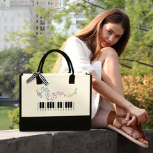 Load image into Gallery viewer, Pianist Canvas Tote Bag, Piano Musical Gifts, Piano Lover Tote Bag, Piano Teacher Student Gift, Music Tote Bag