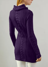 Load image into Gallery viewer, Women Polo Neck Long Slim Fitted Dress Bodycon Turtleneck Cable Knit Sweater