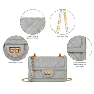 SG SUGU Small Quilted Crossbody Bag, Trendy Designer Mini Shoulder Bag, Phone Wallet Purse for Women